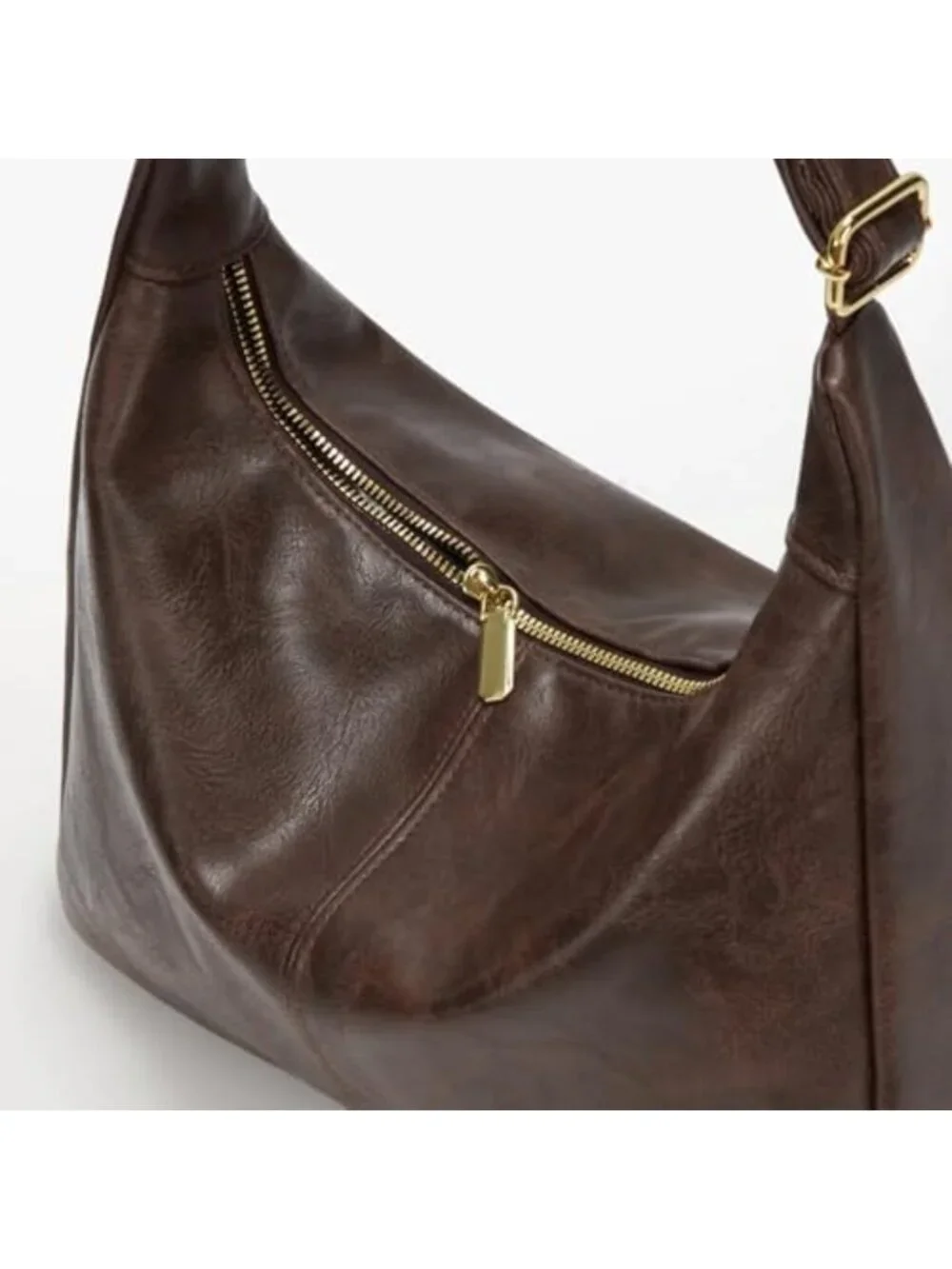 Stylish Brown Leather Hobo Bag for Women | Slouchy Everyday Purse with Zipper